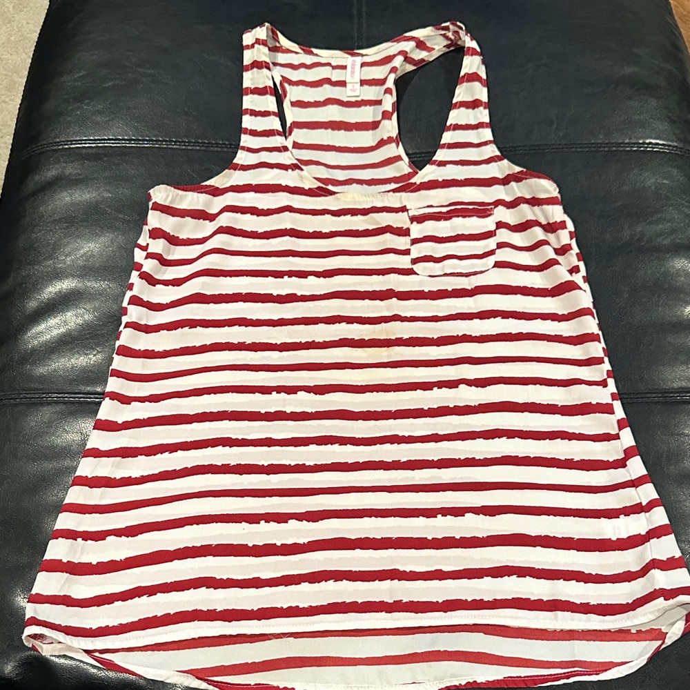 Red and White Striped Women's Tank Top